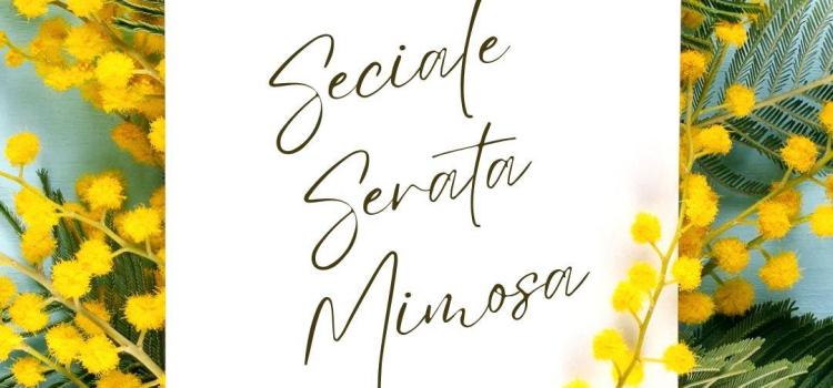 Invito alla Serata Mimosa, 8 marzo 2025, con fiori gialli.